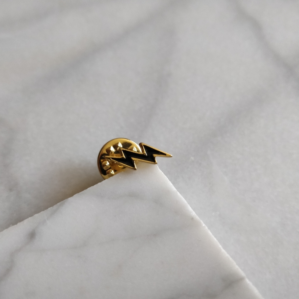 3 for $20- Lightning Bolt Black & Gold Enamel Pin